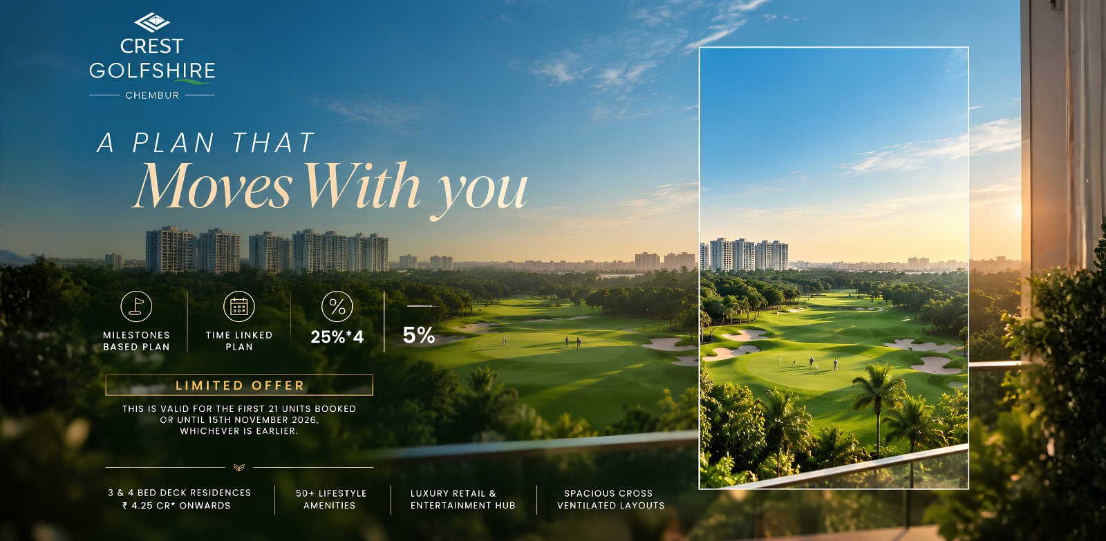 Crest Golfshire - 3 & 4 Bed Deck Residences at Chembur, opposite Bombay Presidency Golf Club